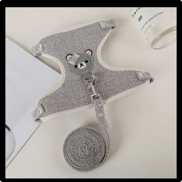 Cute Small Pet Harness & Leash set brand new in grey, adjustable breathable - Picture 9 of 14